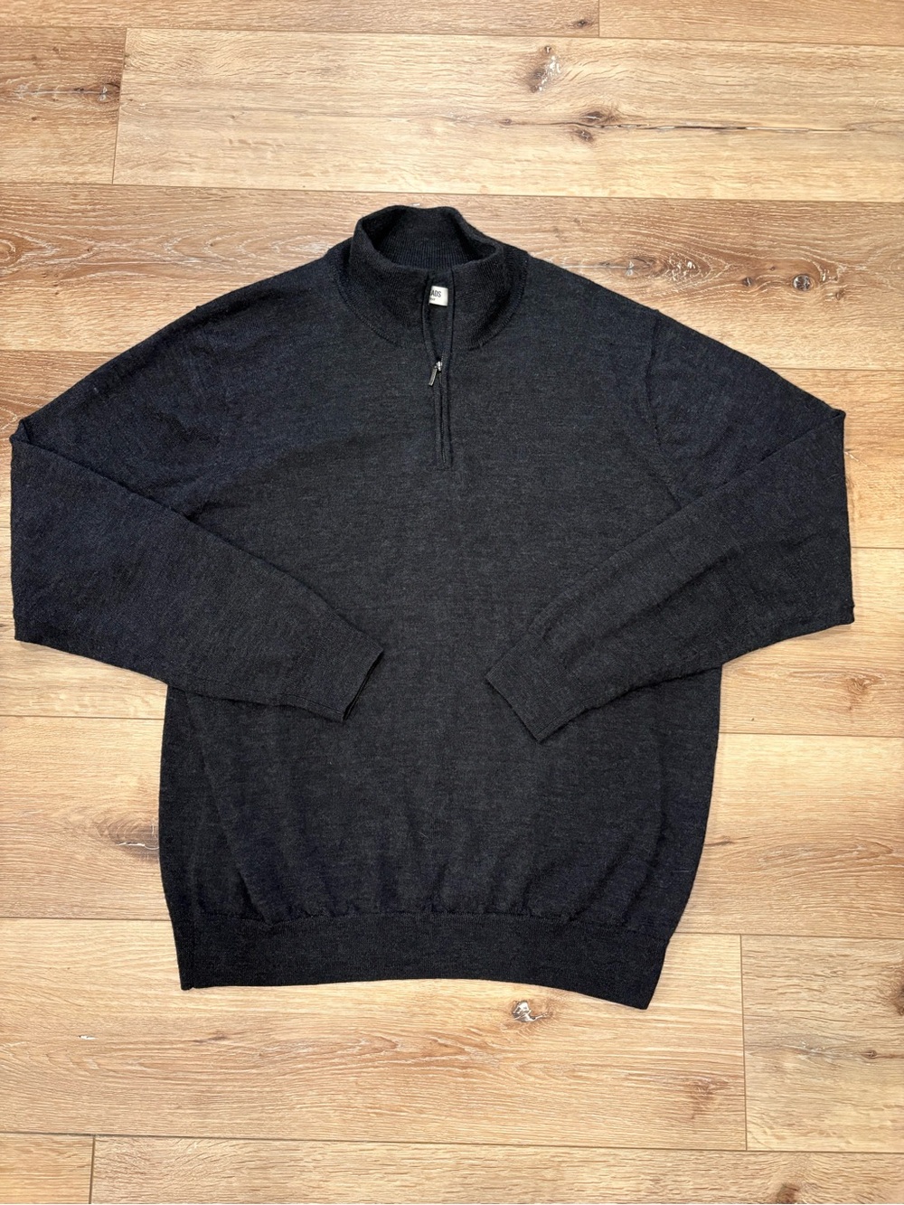 Men's 100% Merino Wool Charcoal Half-Zip Sweater-XL